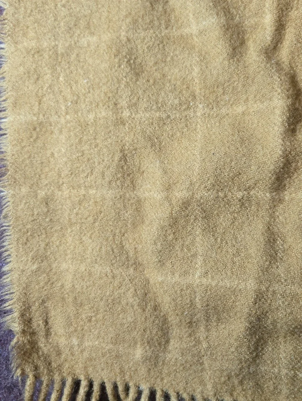 Vintage Edgar Of Scotland 100% Wool Large Scarf Goldenrod Color Plaid Background